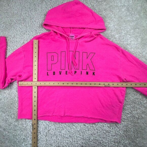 Victoria's Secret Pink Cut Out Back Cropped Hoodie Hot Pink - Picture 7 of 7